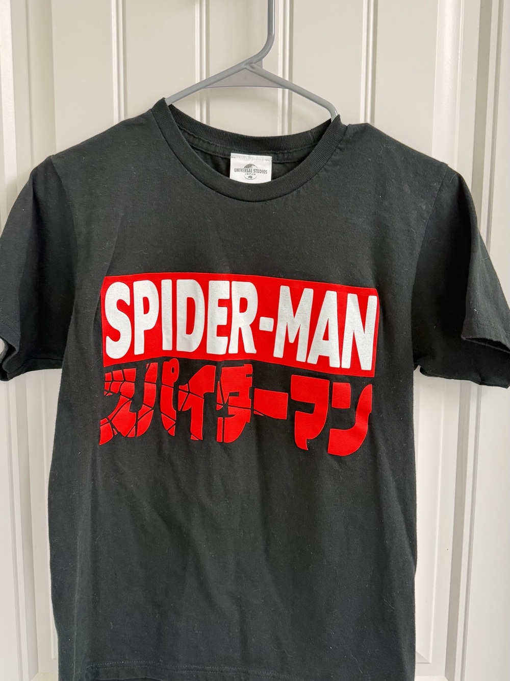 Universal Black Spider-Man Graphic Tee with Red & White Logo